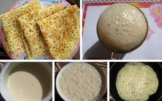 Приготовление блинов в дырочку на молоке