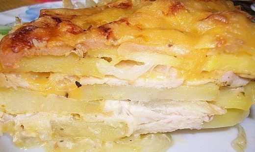 Пирог с курицей и с картошкой