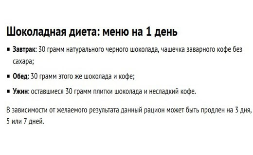 шоколадная диета