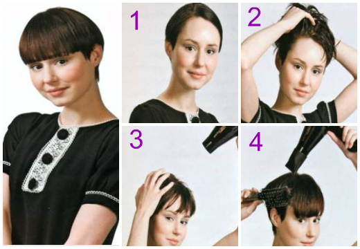 Укладка на короткую длину шапочкой