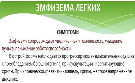 Эмфизема легких карта вызова